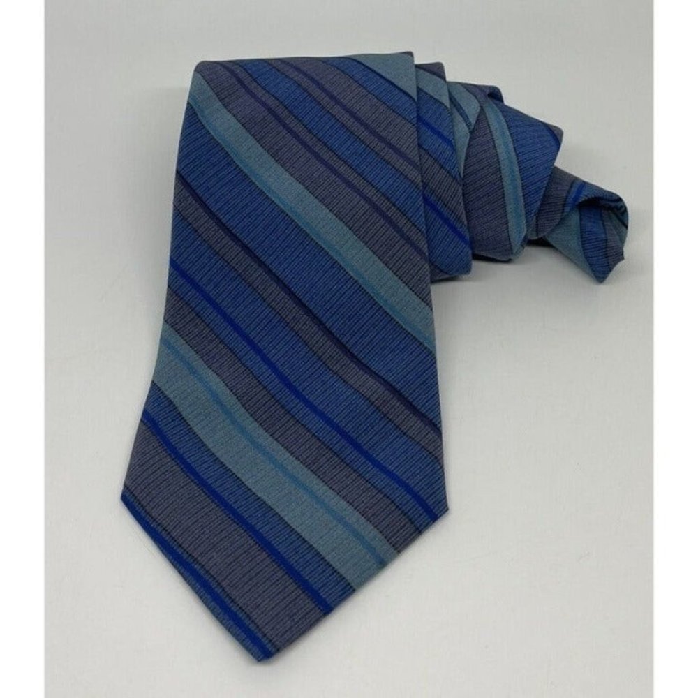 Missoni Cravatte Mens 100% Silk Necktie Multi-Striped Blue Shades Mens Tie